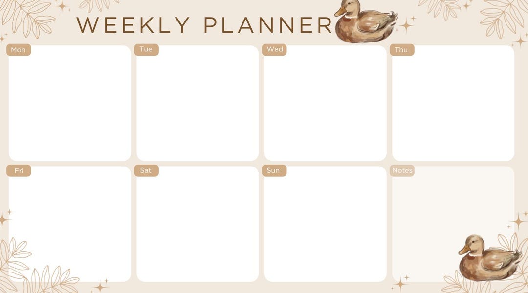 Duck - Animals Weekly Planner - Printable - Animal Themed - Digital ...