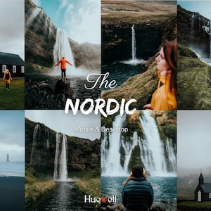 25 NORDIC Lightroom Presets, Mobile & Desktop Presets, Dark, Dramatic, Travel, Nature, Forest, Iceland, Outdoor Presets, Cinematic Presets