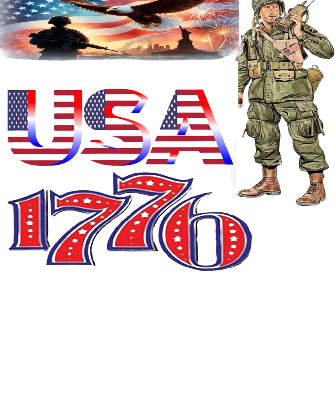USA 1776 PNG, Patriotic American Flag Design, Independence Day Clipart ...