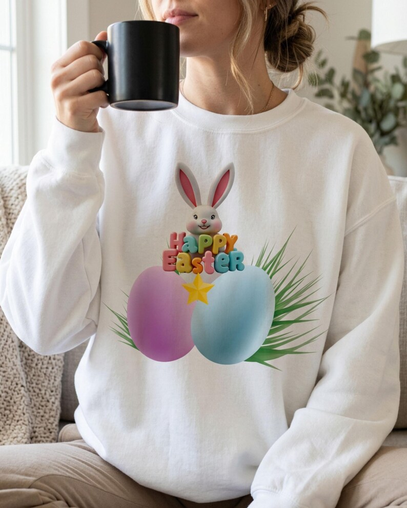 Adorable 3D Easter Bunny & Pastel Eggs PNG | Happy Easter Sublimation ...