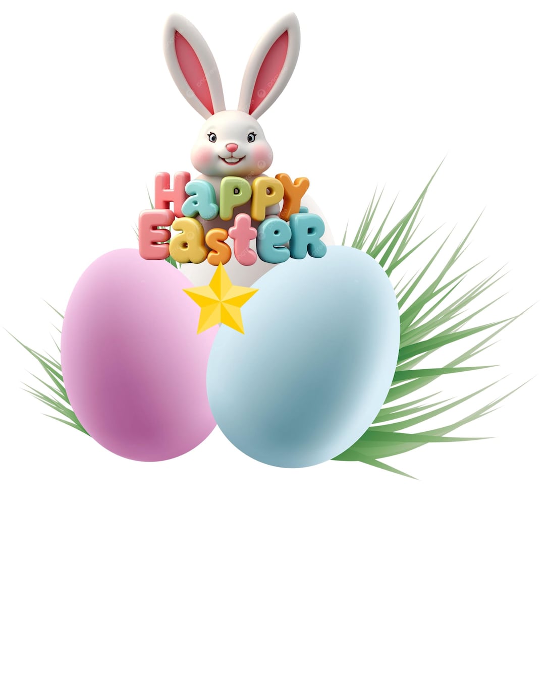 Adorable 3D Easter Bunny & Pastel Eggs PNG | Happy Easter Sublimation ...