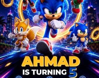Sonic Birthday Invitation Template pdf | Sonic Party Invite Digital Download | Custom Kids Birthday Invitation | Editable Party Invite