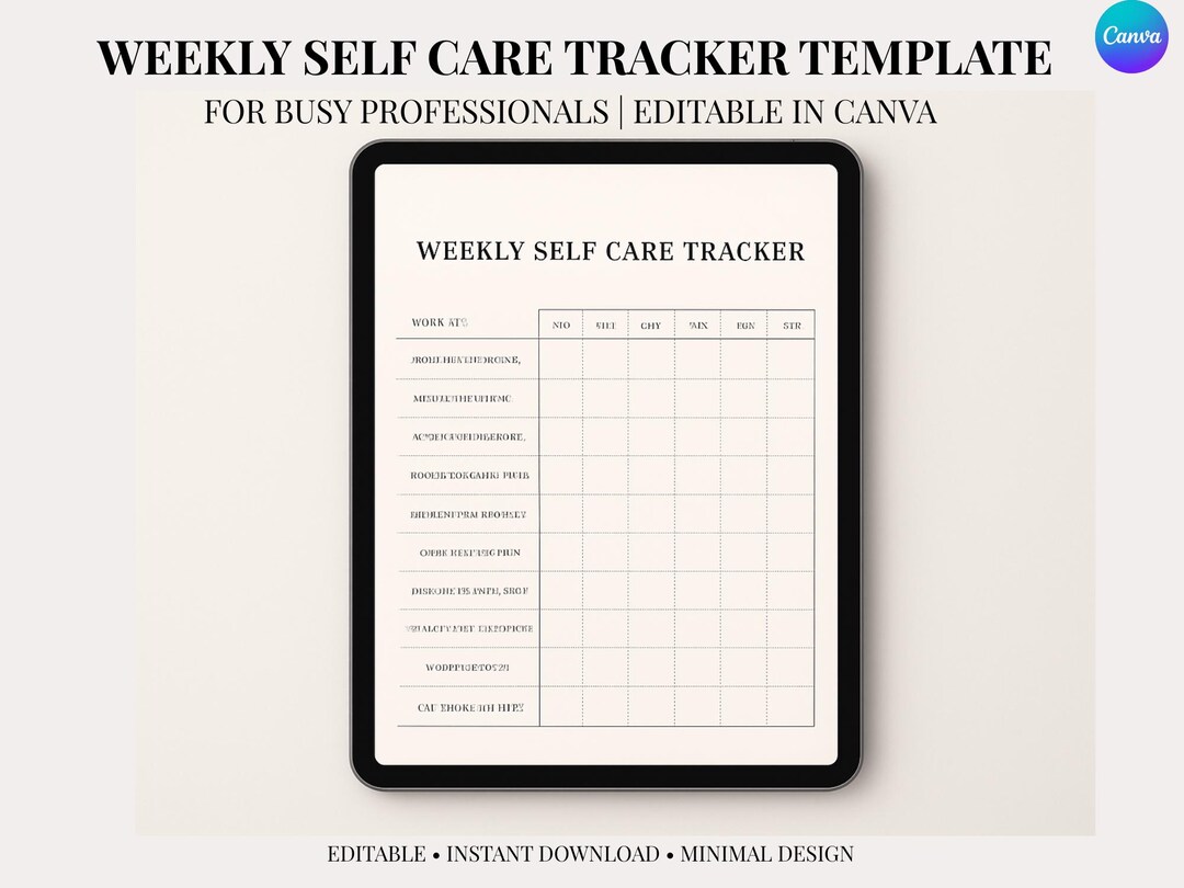Weekly Self Care Tracker | Minimalist Habit Planner (canva Editable ...