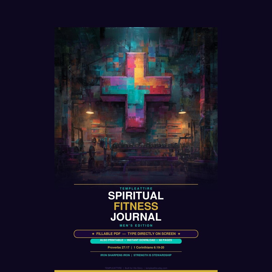 Men's Spiritual Fitness Journal FILLABLE PDF Christian Fitness Planner ...