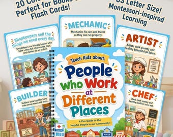 Community Helpers Fun Guide for Kids, Toddlers Printables, Flash Cards for Preschoolers, Digital Prints, Instant Download, Professions Guide