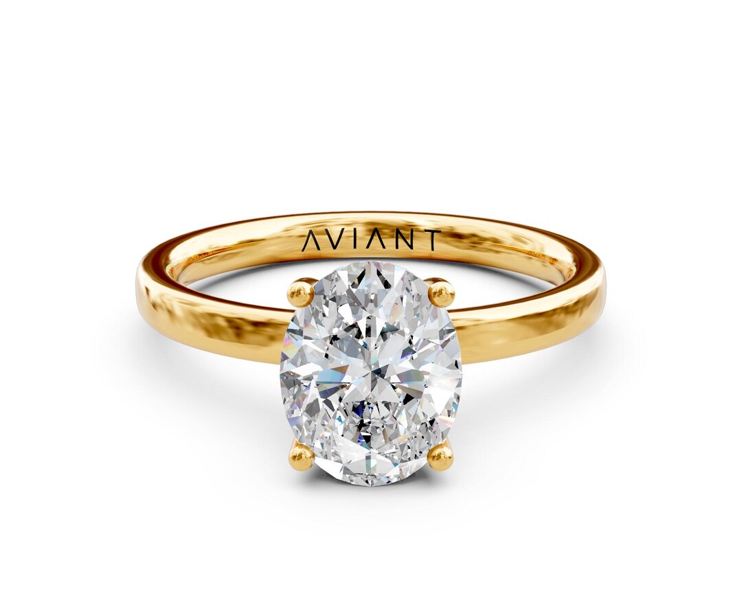 Oval Solitaire Moissanite Engagement Ring 1–3ct Solid 14k Gold | White ...