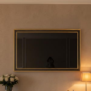 Rustic Gold Black TV Frame for Samsung The Frame, Customizable Wall Art Bezel