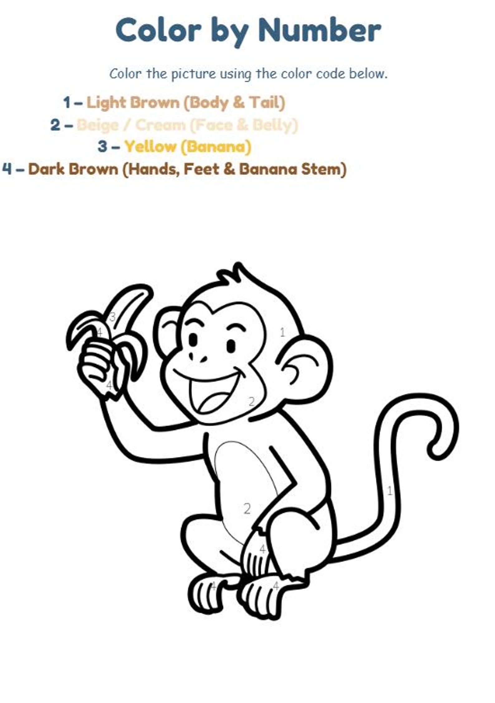 Printable Kids Coloring Book PDF | Color by Number Animals Workbook ...