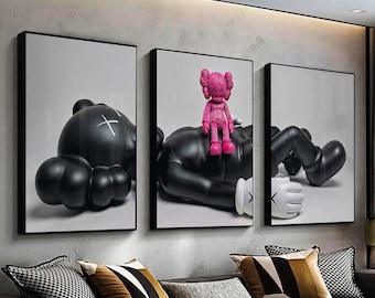 Set of 3 KAWS Wall Art Prints, Digital Download, HYPEBEAST Decor, Kaws Poster, Kaws Decor, Kaws Figure, Hypebeast Toys,Home decore