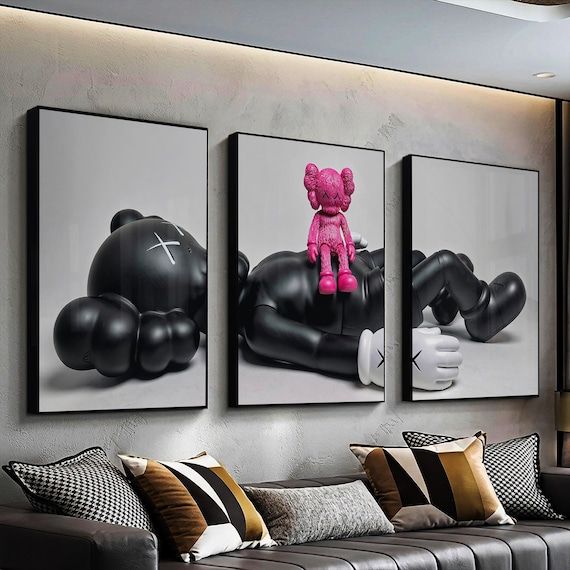 Set of 3 KAWS Wall Art Prints, Digital Download, HYPEBEAST Decor, Kaws Poster, Kaws Decor, Kaws Figure, Hypebeast Toys,Home decore
