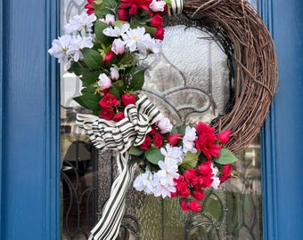 Strawberry Floral Wreath: Spring Summer Door Decor