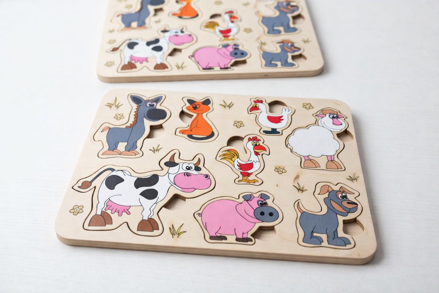 Laser Cut Wooden Farm Animal Puzzle Montessori Toddler Learning Toy - Etsy
