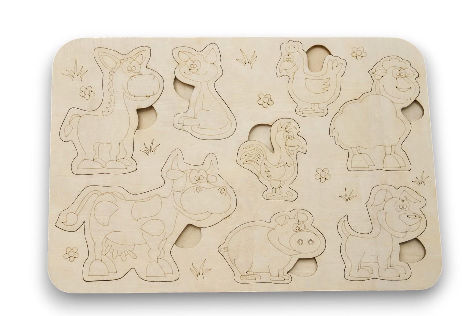 Laser Cut Wooden Farm Animal Puzzle Montessori Toddler Learning Toy - Etsy