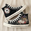 Custom Converse High Top Sneakers Embroidered Floral Book Design, Gift For Book Lovers Women product logo