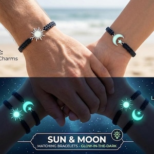 Sol Måne Matchande Armband, Självlysande Himmelska Löftesmycken