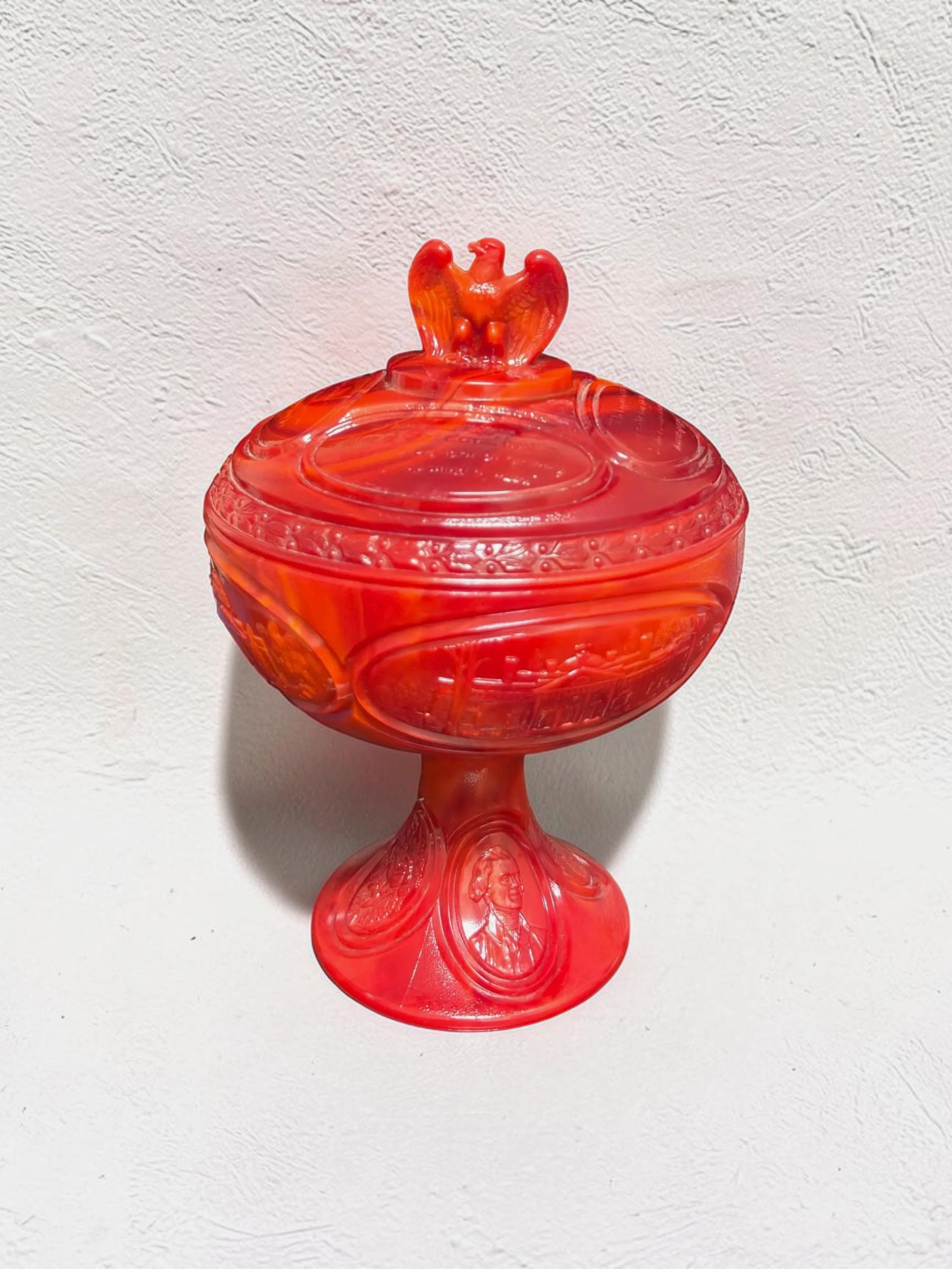 フェントン　アンティーク　ガラス　小物置き　レッド Red fenton glass - Etsy 日本