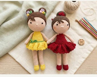 Amigurumi Doll Crochet Pattern, Crochet Doll PDF Pattern English US Terms, Cute Crochet Girl Pattern, Amigurumi Pattern Digital Download
