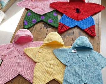 Handmade Starfish Baby Sleep Sack, Custom Color Knitted Romper (0-12 Months)