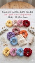 Handmade Crocheted Ruffle Hair Ties, Soft Knit Scrunchies Set, Ruffled Crochet Hair Ponytail Holders, Cute Boho Hair Accessories for Women product logo
