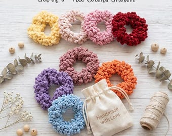 Handmade Crocheted Ruffle Hair Ties, Soft Knit Scrunchies Set, Ruffled Crochet Hair Ponytail Holders, Cute Boho Hair Accessories for Women
