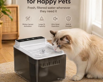 Automatic Pet Water Fountain, Motion Sensor Cat Water Fountain, USB Dog Water Dispenser, Smart 3L Pet Drinking Fountain for Cats & Small Dog