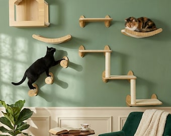 Cat Wall Shelves Set, Cat Wall Furniture, Cat Climbing Wall, Floating Cat Shelves, Cat Wall Playground, Modern Cat Tree, Cat Wall Steps