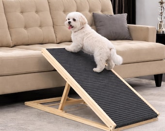 Dog Ramp for Bed And Couch, Wooden Pet Ramp for Small & Senior Dogs, Adjustable Foldable Non Slip Dog Ramp for Sofa Car,Dachshund Corgi Ramp