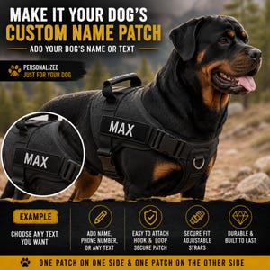 Personalisiertes taktisches Hundegeschirr mit Leine, robustes Hundegeschirr mit Griff, individueller Namensaufnäher, taktische K9-Weste, verstellbares Hundegeschirr
