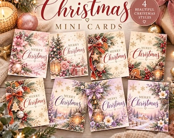 8 Printable Christmas Mini Cards | Holiday Card Enclosures (Digital Download)