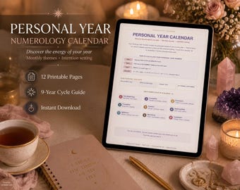 Personal Year Calendar Numerology Printable | 9-Year Cycle Workbook | Spiritual Planner & Intention Journal PDF