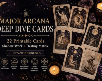 Major Arcana Tarot Cards | Shadow Work, Destiny Matrix, Self Discovery (PDF Download)