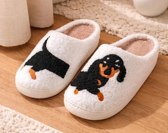 Dog Slippers, Cute Dog House Slippers, Plush Indoor Slippers for Women and Men, Cute Indoor Slippers, Dog Lover Gift