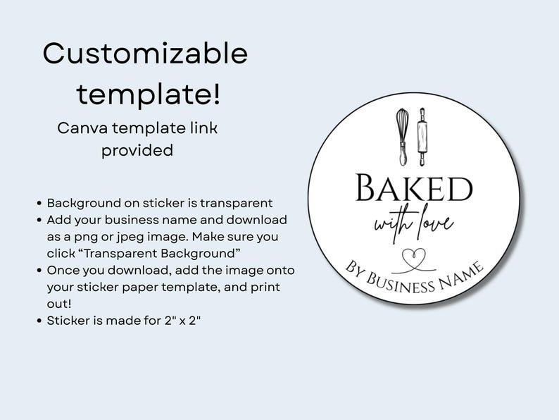 Backen Sticker Bakery Sticker Template, Personalized Bakery Stickers for Packaging ...