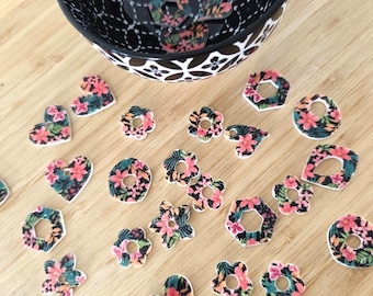 Pendientes intercambiables de arcilla polimérica, joyería artesanal, regalo para mujer - Colección "Tropicales"