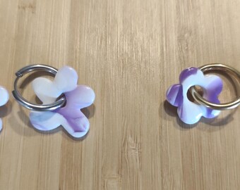 Pendientes intercambiables de arcilla polimérica, joyería hecha a mano, regalo para mujer - Colección "Marbled Purple"