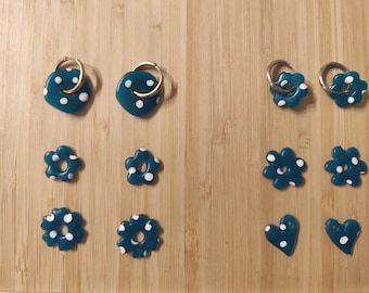 Pendientes intercambiables de arcilla polimérica, joyería hecha a mano, regalo para mujer - Colección "Burbujas del Océano"