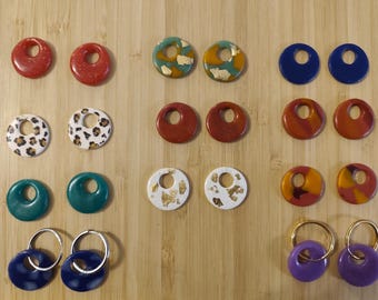 Pendientes intercambiables de arcilla polimérica, joyería hecha a mano, regalo para mujer - Modelo "Lunar"
