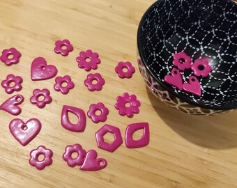 Pendientes intercambiables de arcilla polimérica, joyería hecha a mano, regalo para mujer - Colección "Pink Mood"
