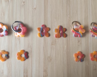 Pendientes intercambiables de arcilla polimérica, joyería artesanal, regalo para mujer - Colección "Sinfonía Cromática"