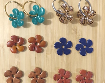 Pendientes intercambiables de arcilla polimérica, joyería hecha a mano, regalo para mujer - modelo "Aerogeneradores"