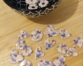 Pendientes intercambiables de arcilla polimérica, joyería artesanal, regalo para mujer - Colección "Jardín Azul"