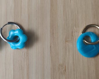 Pendientes intercambiables de arcilla polimérica, joyería artesanal, regalo para mujer - Colección "Perla de las Mareas"