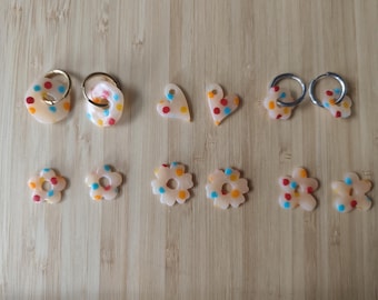 Pendientes intercambiables de arcilla polimérica, joyería artesanal, regalo para mujer - Colección "Confetti"