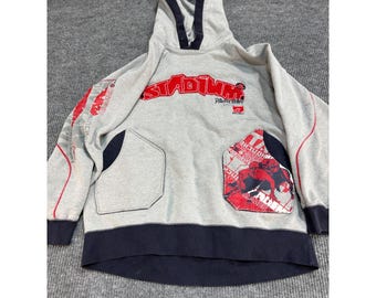 Sudadera con capucha Akademiks Stadium Winterwarz para hombre, talla XXXL, gris y roja, estilo urbano Y2K.
