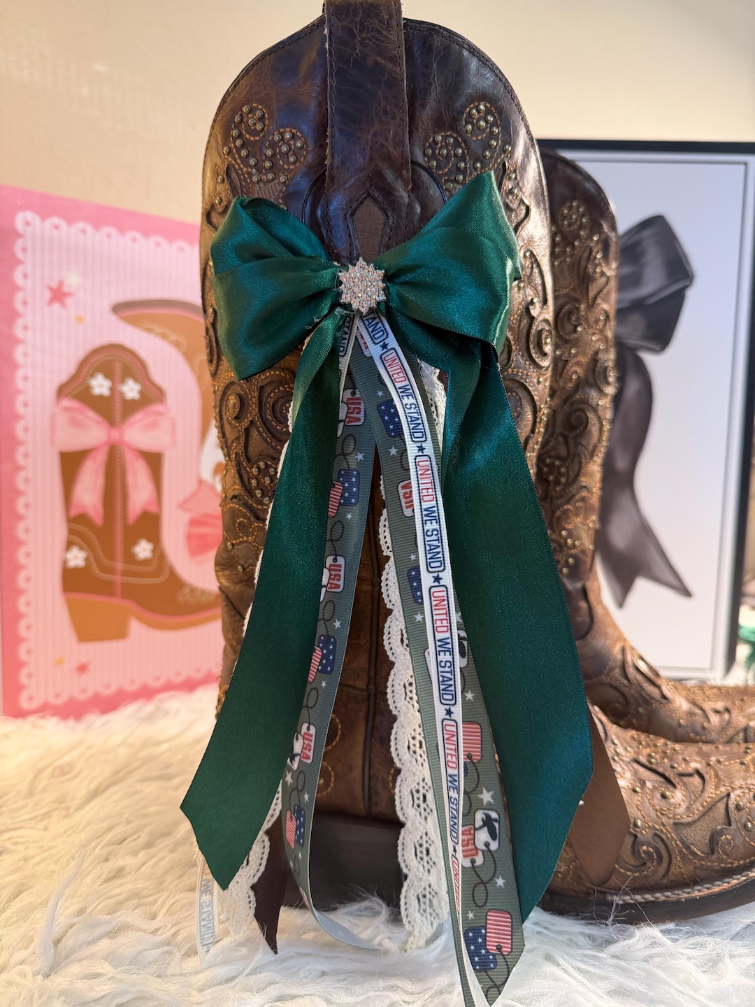 Boot Bows Display Green United We Stand Boot Bows - Etsy