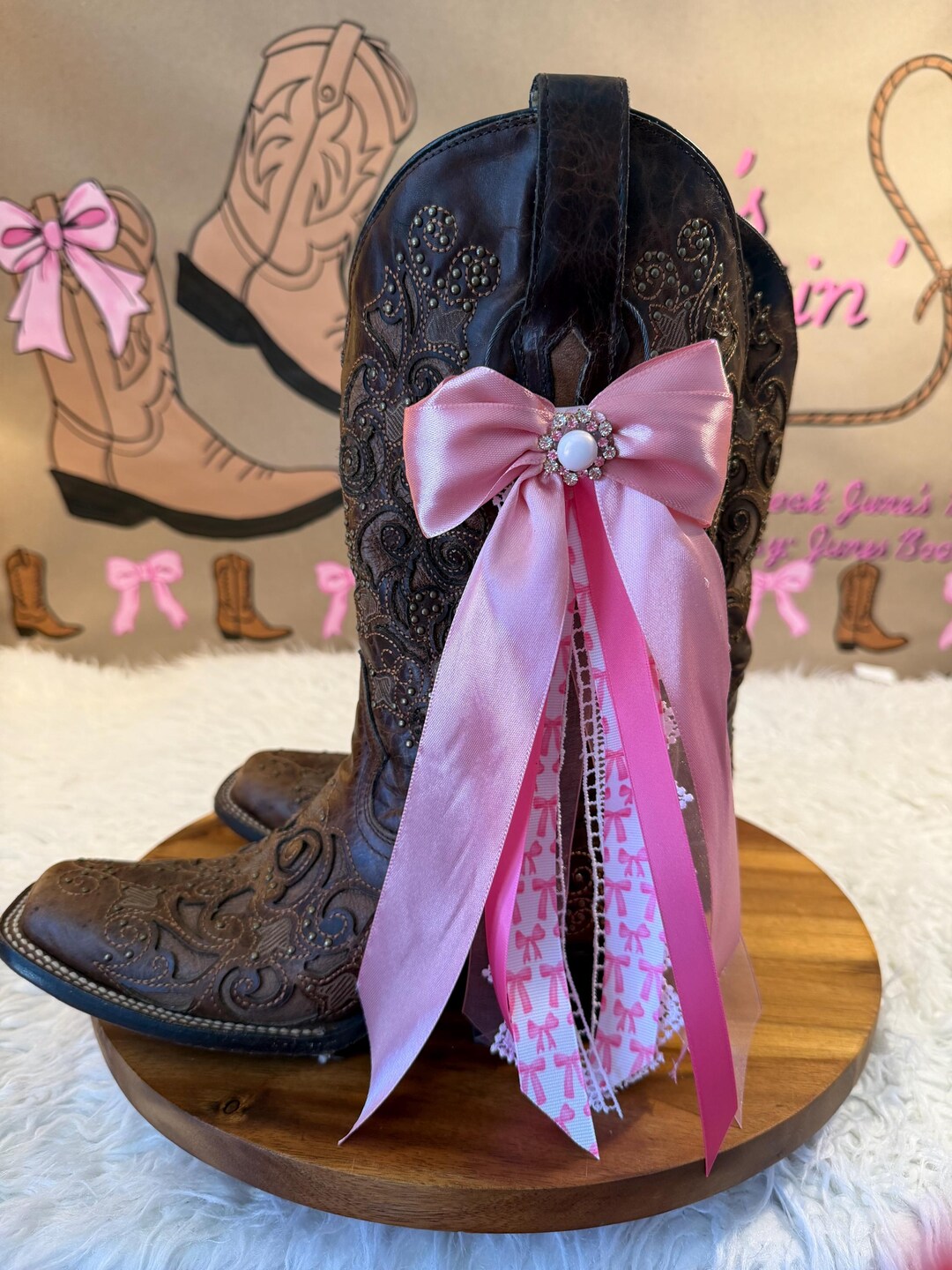 Pink Ribbons and Pearl Boot Bows - Etsy