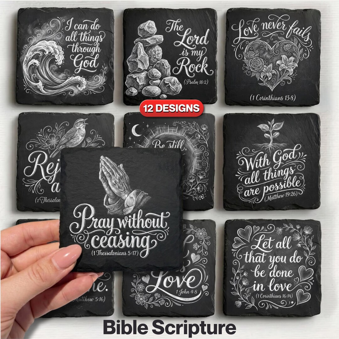 Scripture Tile Bible Scripture Digital Files for Slate Coaster Laser Engraving File ...