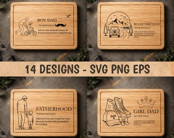 Paquete de 14 archivos SVG para papá: diseños de grabado láser en madera para el Día del Padre, juego de letreros de regalo para papá, regalo para papá