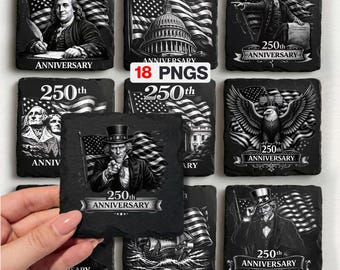 Archivos de grabado láser del 250 aniversario de EE. UU.: Diseños de posavasos de pizarra del 4 de julio, grabado láser patriótico, glowforge, archivo de grabado láser de EE. UU.