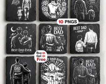 Posavasos de pizarra para el Día del Padre, grabado láser PNG: Diseño de grabado láser en pizarra para el Día del Padre, archivo de grabado láser Glowforge/xTool (archivos digitales)